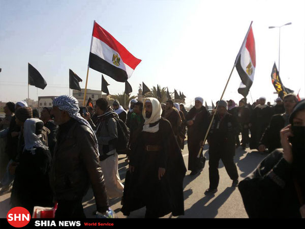 اتحاد پرچم های شیعیان کشورهای مختلف در حرکت زائران اربعین حسینی+تصاویر