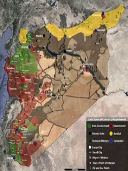 تازه ‌ترین نقشه از تحرکات و اهداف داعش در سوریه