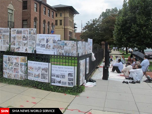 نمایشگاه خیابانی مسلمانان آمریکا برای نشان دادن جنایات آل سعود در یمن+تصاویر
