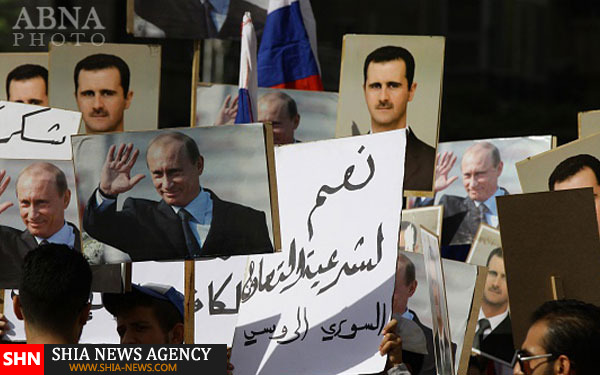 قدردانی هزاران سوری از ایستادن روسیه در کنار سوریه در مبارزه با تروریسم + تصاویر