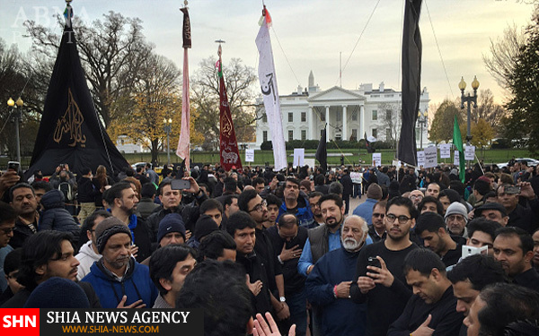 اهتزاز پرچم عزای حسینی مقابل کاخ سفید