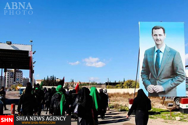 تصاویری از پیاده روی اربعین حسینی در بین الحرمین سوریه