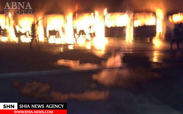 کارگران اتوبوسها را در مکه آتش زدند+ تصاویر