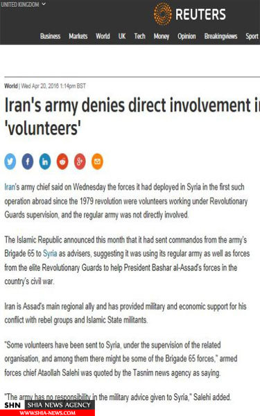 تکذیب ورود نیروهای داوطلب ارتش به سوریه توسط ایران