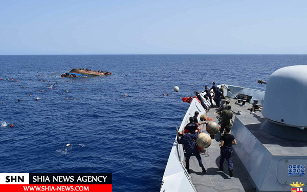 ثبت لحظه واژگونی مرگبار کشتی پناهجویان در مدیترانه