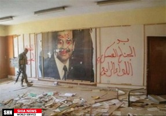 تصاویر صدام حسین در مقرهای نظامی داعش در فلوجه