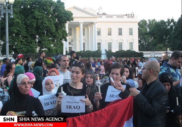 تجمع مسلمانان و مردم آمریکا مقابل کاخ‌سفید برای همدردی با بازماندگان انفجار بغداد+ تصاوير