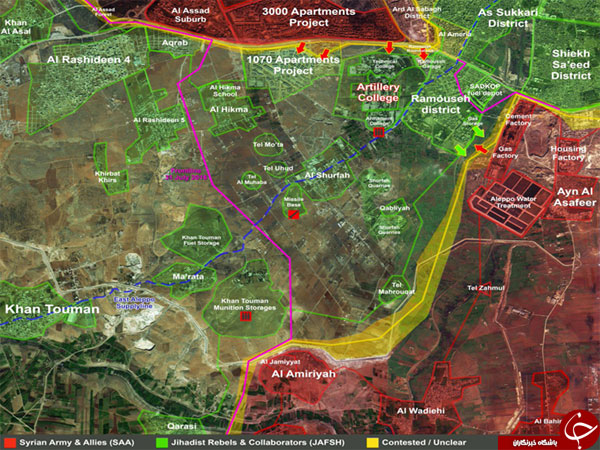آخرین وضعیت ارتش سوریه در جنوب حلب + نقشه و جزئیات