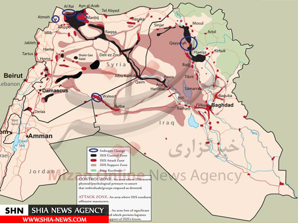 نواحی تحت اشغال داعش در سوریه چه مقدار کاهش یافته است؟ + نقشه