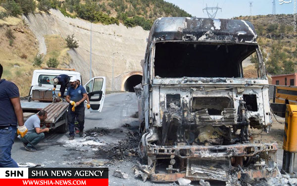 حمله تروریستهای پ.ک.ک به خودروهای باری در مرز با ایران+ تصاویر