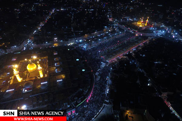 تصاویر هوایی از شب عاشورای بین الحرمین