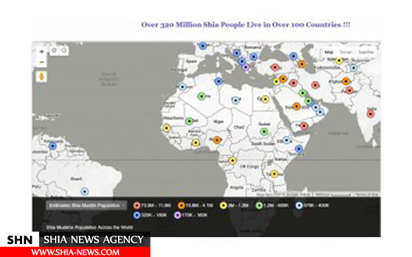 شیعیان در بیش از صد کشور جهان زندگی می کنند+ نقشه و نمودار