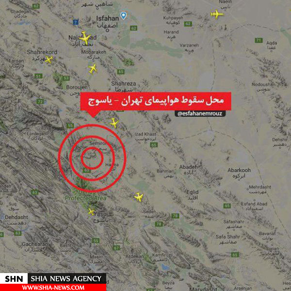تصویر محل سقوط هواپیمای تهران یاسوج