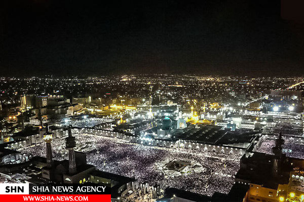 تصویر هوایی از مراسم احیاء در حرم امام رضا(ع)