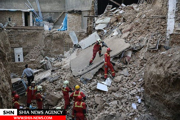 تصاویر ریزش ساختمان ۴ طبقه در تهران