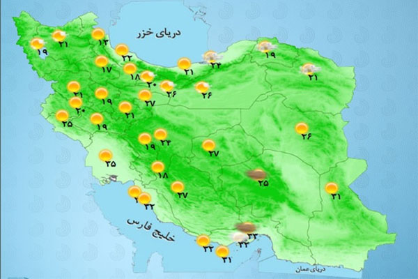 رگبار باران و وزش باد شدید در برخی استان‌ها +نقشه