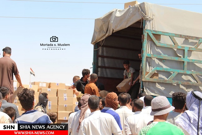 ارسال کمک های بشر دوستانه آیت الله العظمی سیستانی به مناطق تازه آزاد شده از داعش +تصاویر