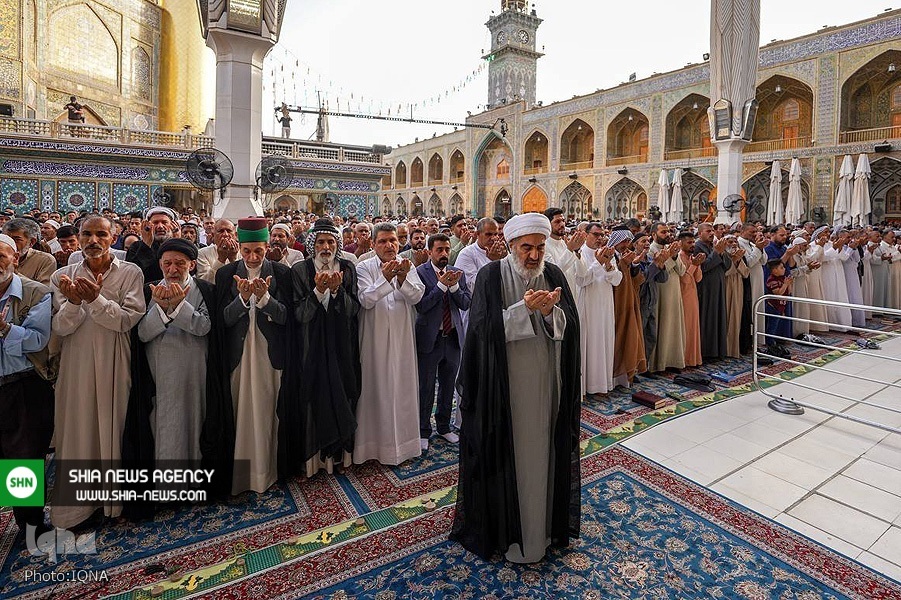 تصاویر/ نماز باشکوه عید فطر در حرم امیرالمؤمنین(ع)