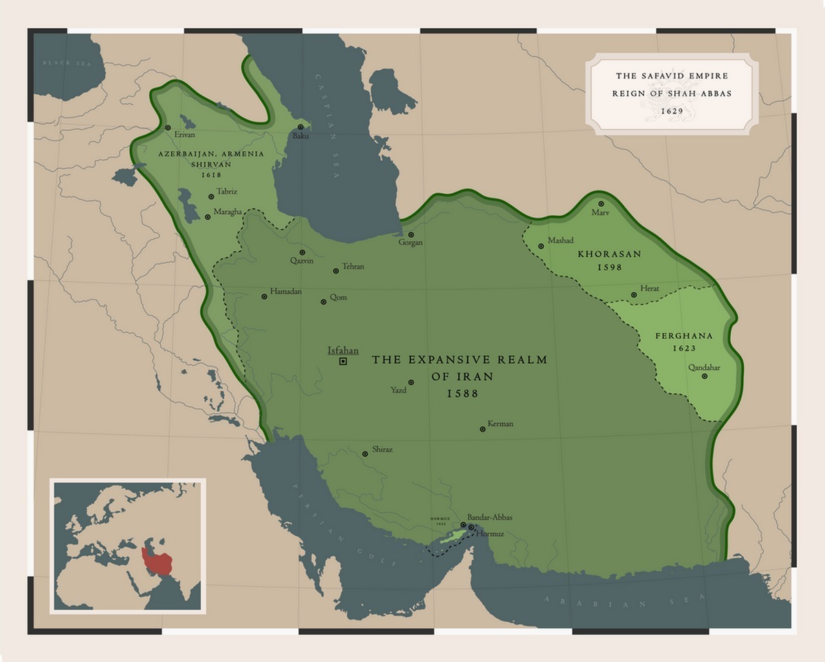 تصویر/ نقشه ایران عصر صفوی در حدود ۴۰۰ سال پیش