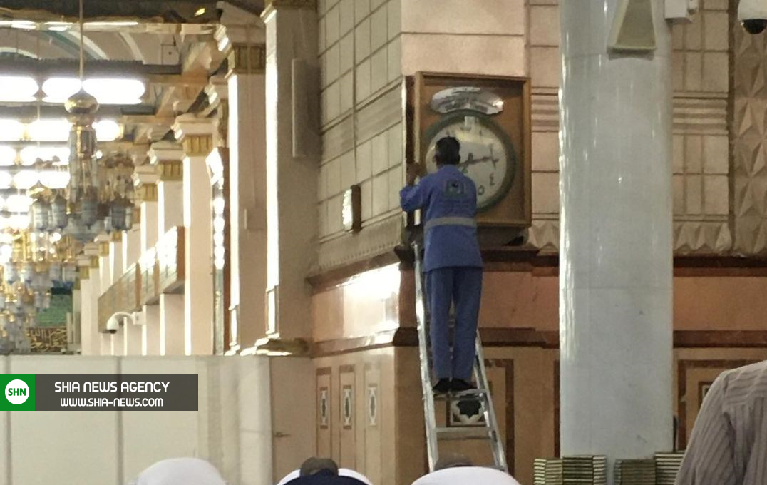 ساعتی جالب برای زمان اذان مغرب در مسجدالنبی(ص) + تصویر