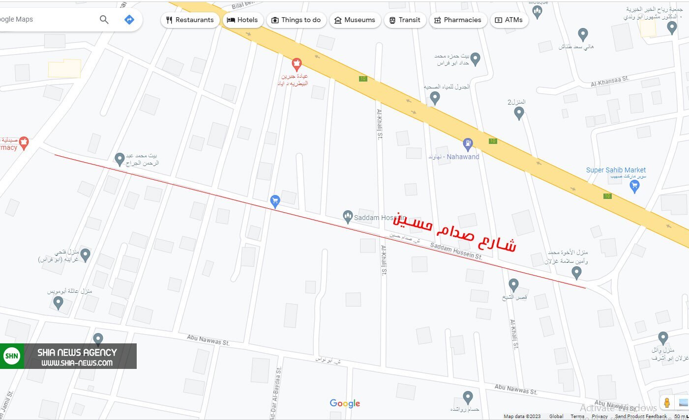 تصویر ماهواره ای از خیابان صدام حسین در کشور اردن