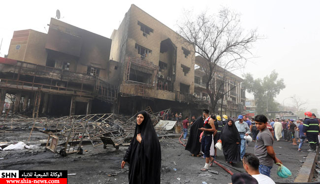 منطقة الكرادة قبل وبعد التفجير الارهابي