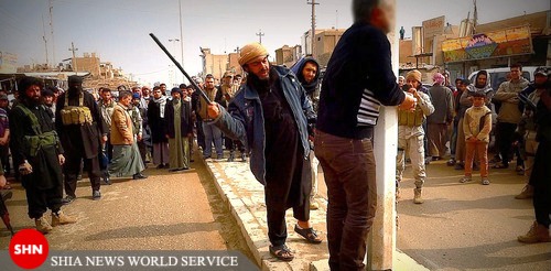 شلاق علنی داعش برای شراب خواری+تصاویر