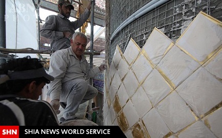 تذهیب ایوان طلای حرم حضرت عباس (علیه السلام) به پایان رسید + تصاویر