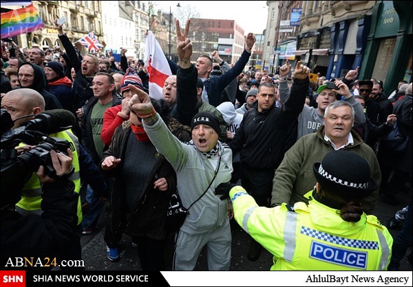 اولین تظاهرات ضد اسلامی در انگلیس  +تصاویر