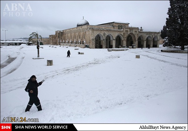 عکس خبری از بارش برف در نخستین قبله‌گاه مسلمانان