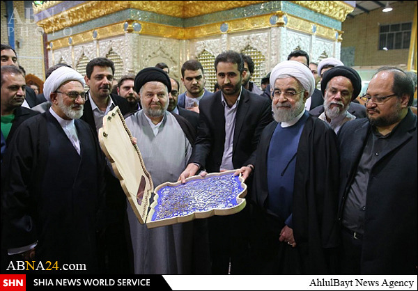 استقبال نماینده آیت الله العظمی سیستانی از رییس جمهور در کارگاه ضریح امامین عسکریین علیهماالسلام