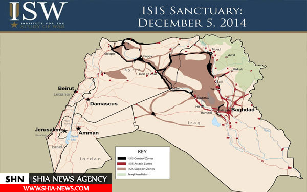 کاهش بی سابقه قلمرو داعش+ نقشه