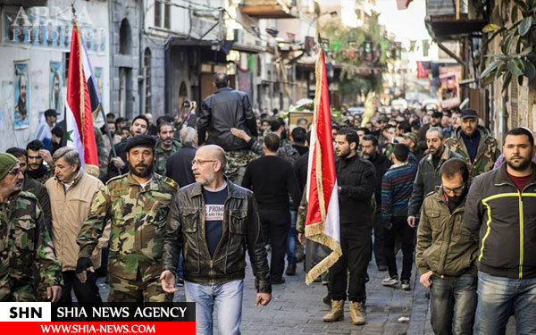 تصاویر تشییع پیکرهای شهدای رزمنده شیعه سوری