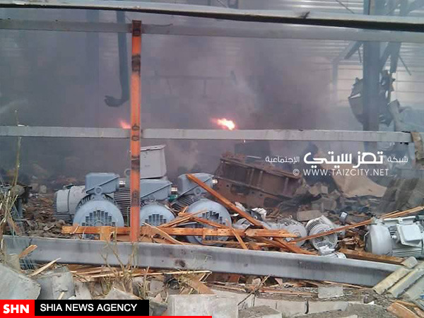 نابود شدن کارخانه سیمان یمن در حمله عربستان + تصاویر