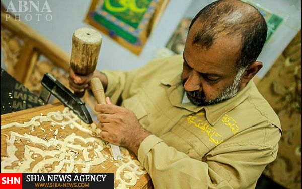 کارگاه منبت کارى آستان حرم امام علی(ع) + تصاویر