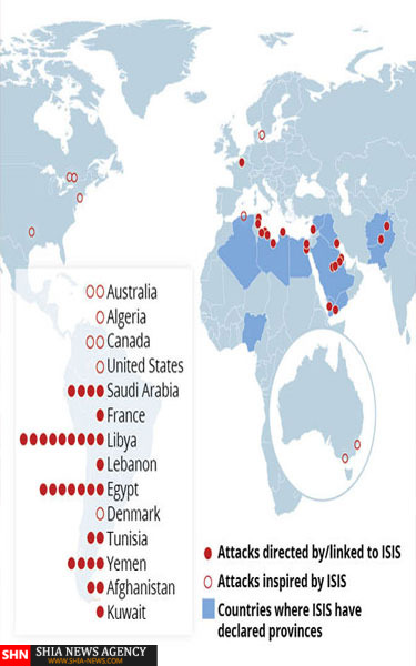 گسترش خیره کننده گروه تروریستی داعش در یکسال اخیر+ نقشه
