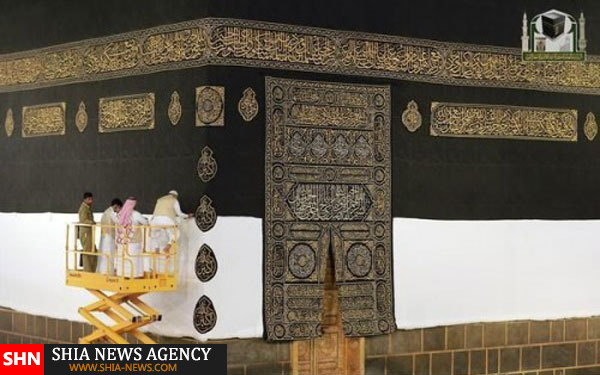 تصاویر مراسم بالا بردن پرده کعبه جهت آمادگی برای حج