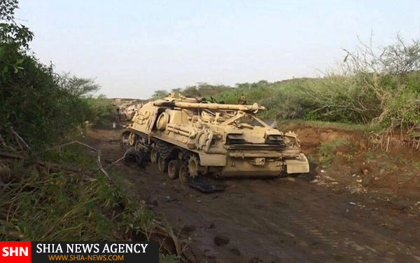 تصاویر کوبیده شدن کاروان نظامی عربستان توسط نیروهای یمنی
