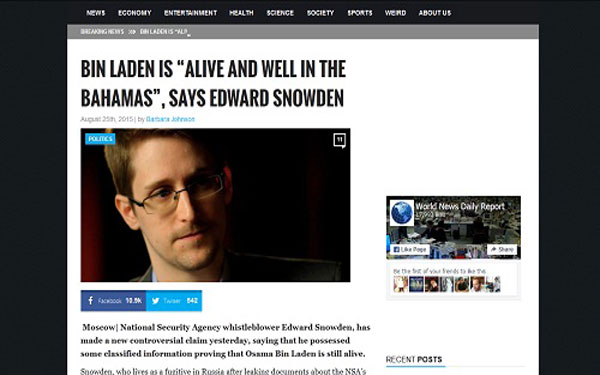 تکذیبیه آیا اسنودن گفته بن لادن زنده است؟