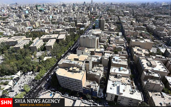 تصاوير هوايي از تشييع شهداي منا در تهران تصاوير هوايي از تشييع شهداي منا در تهران