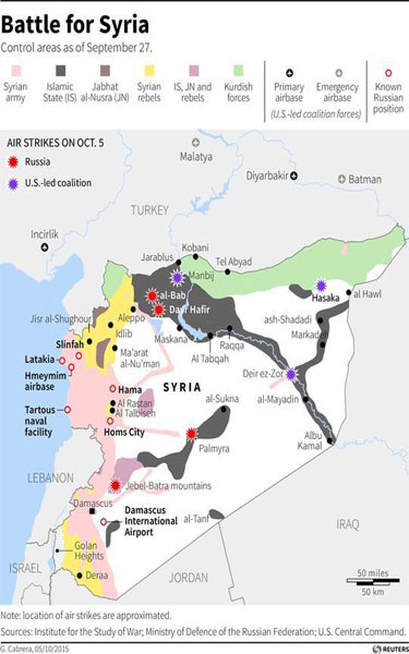 جدیدترین نقشه از درگیری ها در سوریه