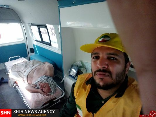 سلفی در آمبولانس انتقال مجروحان منا! سلفی در آمبولانس انتقال مجروحان منا!