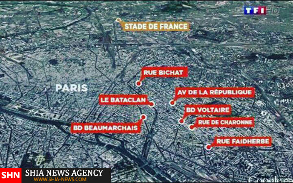 تروریست‌ها به این پنج نقطه پاریس حمله کردند+نقشه
