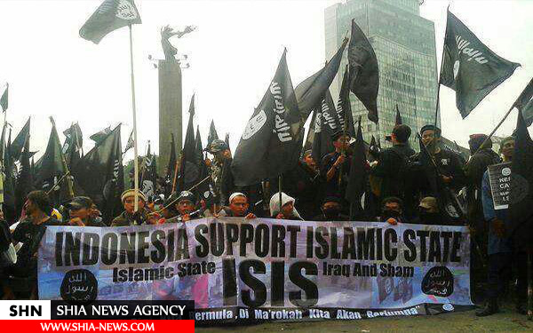 تظاهرات علنی حامیان داعش در اندونزی + تصویر