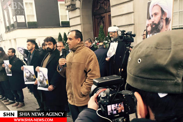 تظاهرات شیعیان لندن مقابل سفارت عربستان در سالگرد شهادت شیخ نمر