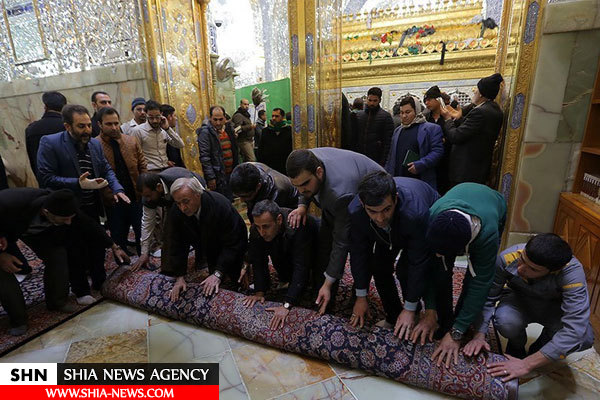 تصاویر فرش کردن ایوان طلای امیرالمومنین (ع) در نجف