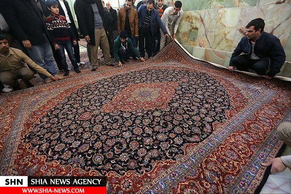 تصاویر فرش کردن ایوان طلای امیرالمومنین (ع) در نجف
