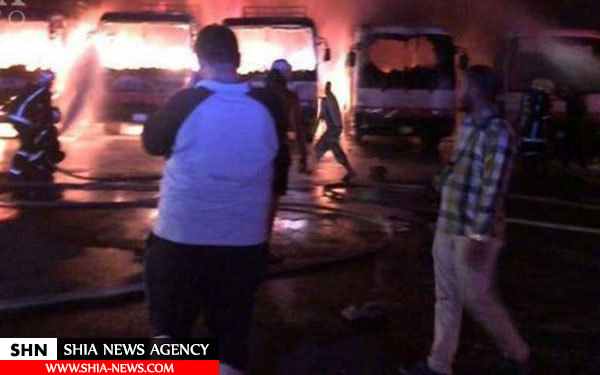 کارگران اتوبوسها را در مکه آتش زدند+ تصاویر