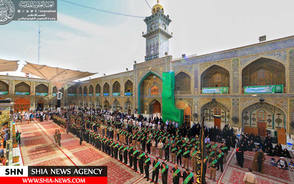 پرچم سیاه بر فراز گنبد حرم امیرالمومنین (ع) + تصاویر