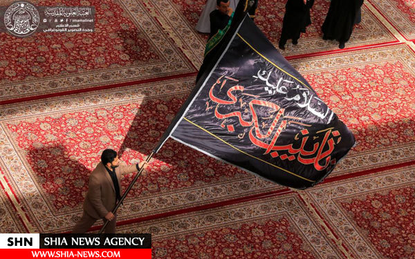 پرچم سیاه بر فراز گنبد حرم امیرالمومنین (ع) + تصاویر